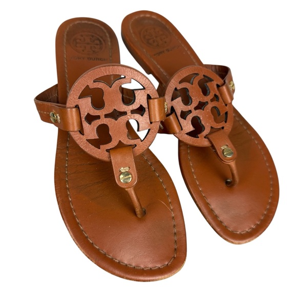 Tory Burch Miller Leather Logo Thong Flip Flop Sandals - Picture 1 of 6